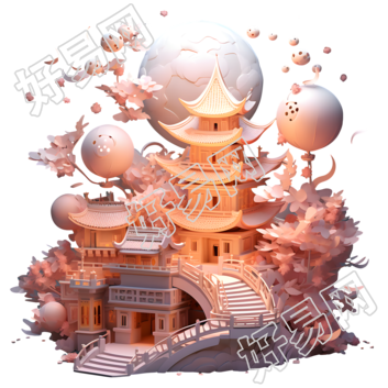 梦幻色彩的广寒宫动态图像素材