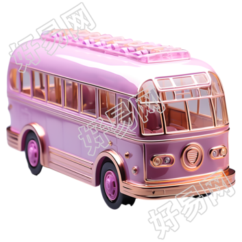 粉色模型巴士商用插画