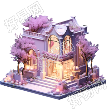粉紫色商店商业设计元素