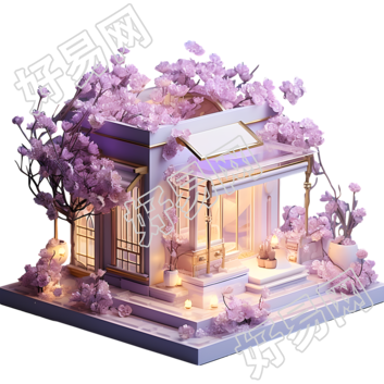 创意建筑粉紫色插图
