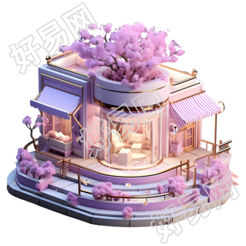紫粉色店铺创意商业设计元素