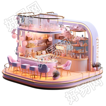 粉紫色唯美花店创意设计元素