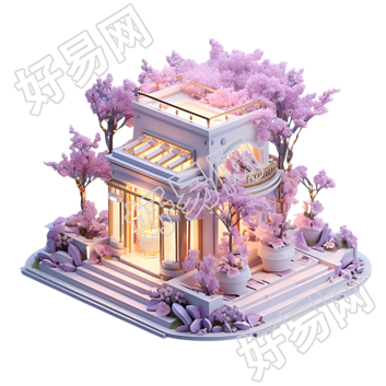 透明背景粉紫色建筑高清PNG图形素材