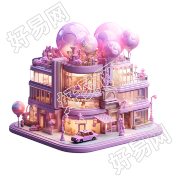 梦幻商业设计购物建筑透明背景素材