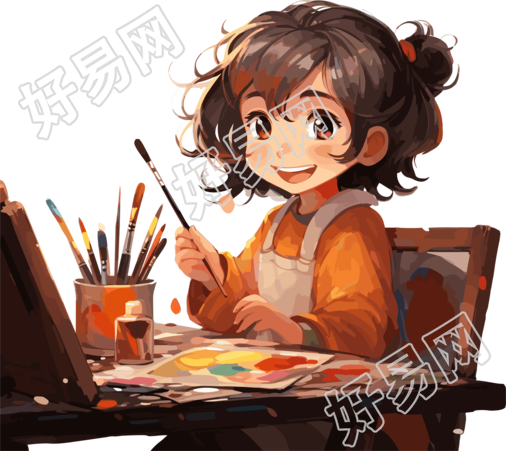 高清插画艺术少女设计元素