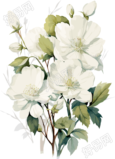 唯美白色花朵设计元素