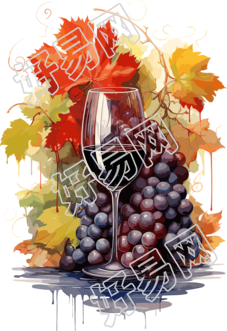 创意设计葡萄酒插画水彩风格素材