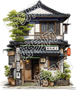 逼真风格的建筑水彩画素材