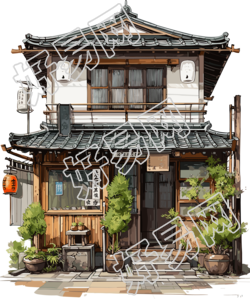创意设计日本建筑水彩画素材