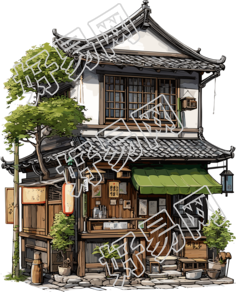 现代建筑插画透明背景素材
