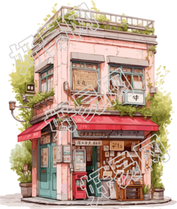 粉色家园插画设计素材