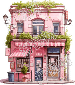 透明背景粉色家园可商用插画