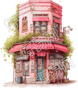 粉色小店艺术插图