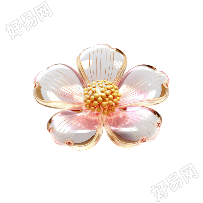 奢华外观的浅粉金花朵图标插画