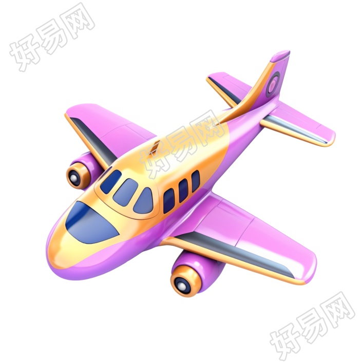 可爱简洁的玩具飞机3D素材