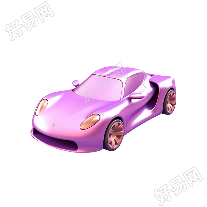 创意设计粉紫金跑车3D物品图标素材