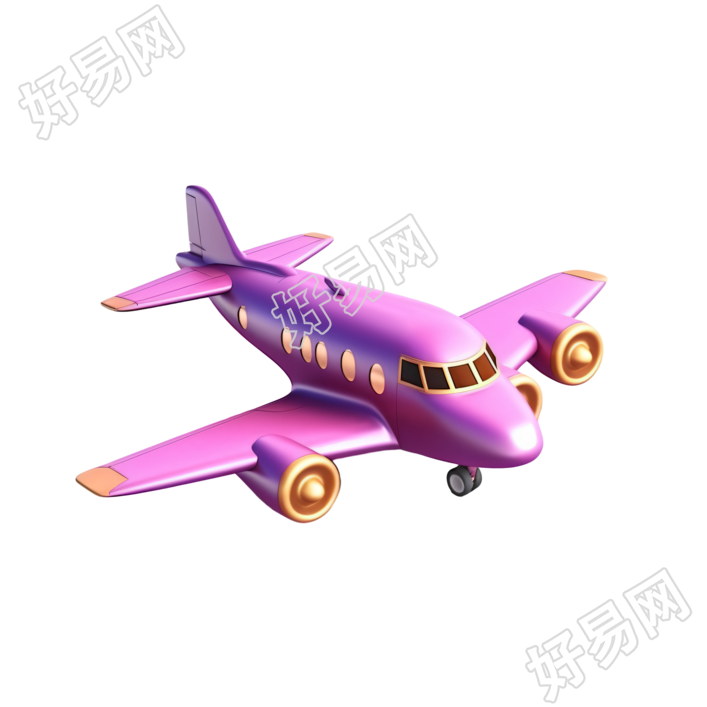 可爱精致的3D玩具飞机平滑细腻素材