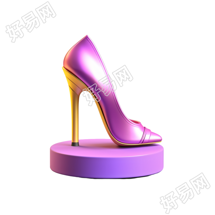 可爱简洁的高跟鞋3D物品插画