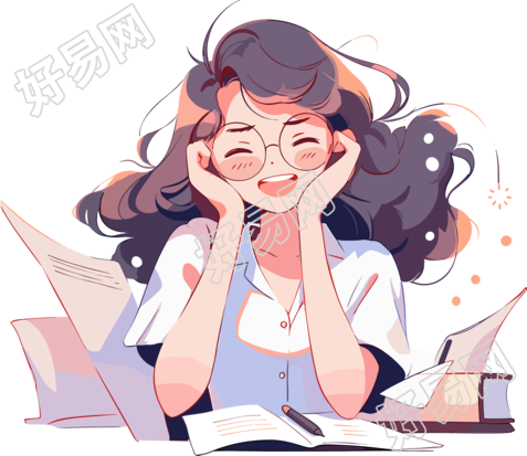 戴眼镜的女孩子开学学习素材