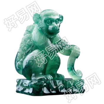 造型唯美的玉质雕刻猴子PNG创意设计素材
