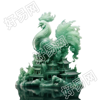 庭楼上的公鸡玉质雕刻素材