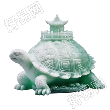 玉质雕刻乌龟小亭子PNG图形素材