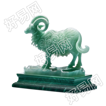 小羊透明背景高清创意玉质雕刻素材