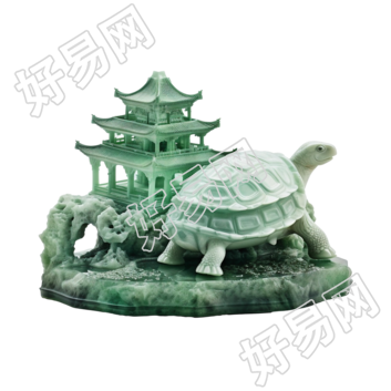 玉质雕刻亭子乌龟图形素材