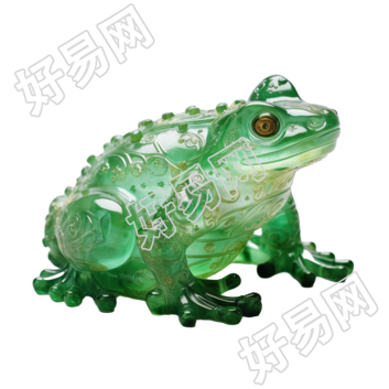 半透明蟾蜍玉质雕刻商业可用插画