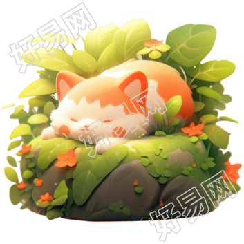 石头上的小动物创意盲盒插画