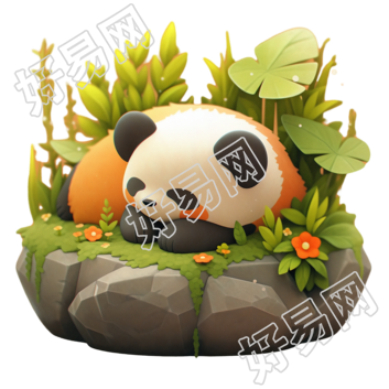 可爱动物盲盒睡觉的熊猫素材