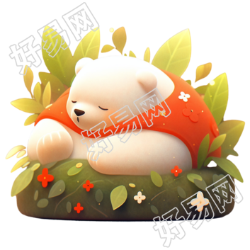 透明背景趴在石头上的北极熊插图