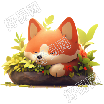 红色小狐狸睡觉设计素材