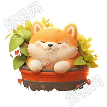 圆胖的柴犬超可爱动物盲盒插画