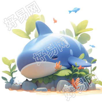 超可爱的鲸鱼睡觉商用素材