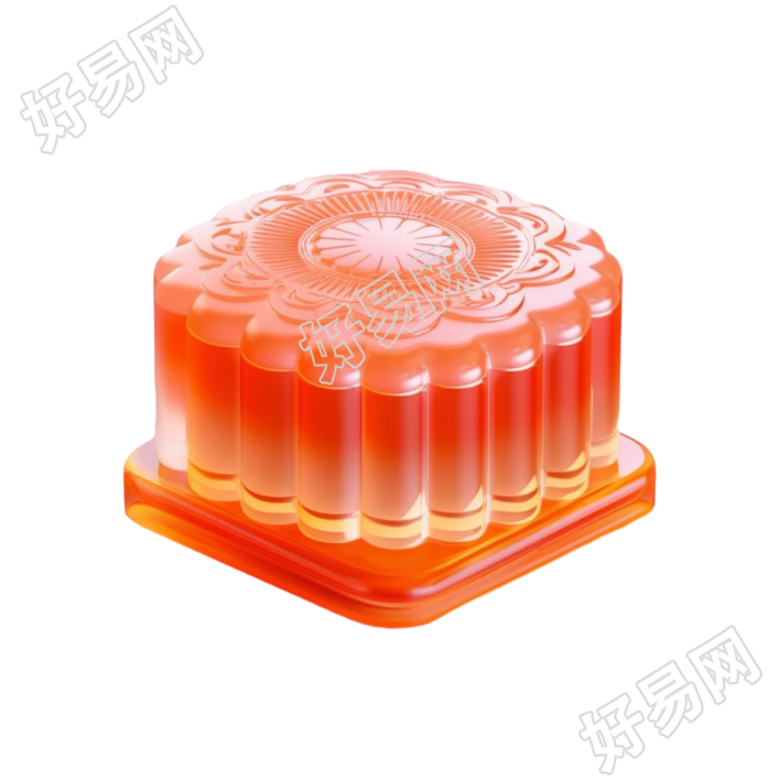 透明背景橙红色月饼高清PNG图形素材