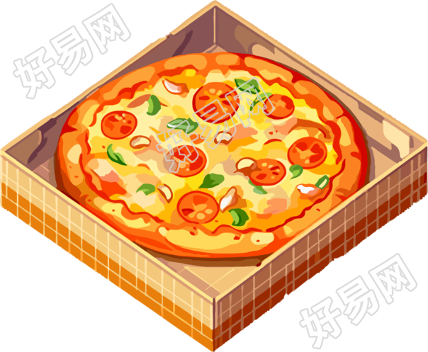 盒装的卡通披萨透明背景素材
