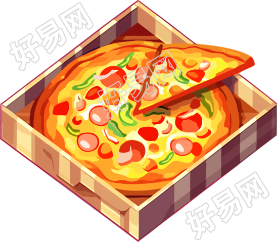 商业设计盒装披萨透明背景插画