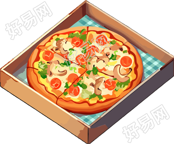 硬边画风格的披萨动态GIF插画设计
