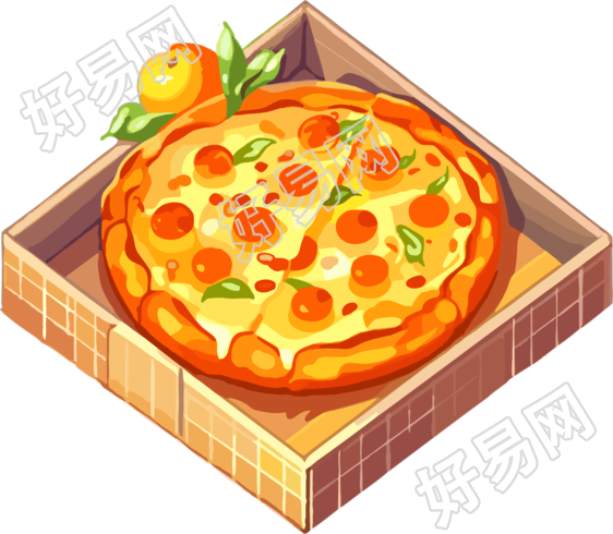 蔬菜披萨装在盒子里素材