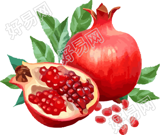 透明背景高清石榴插画素材
