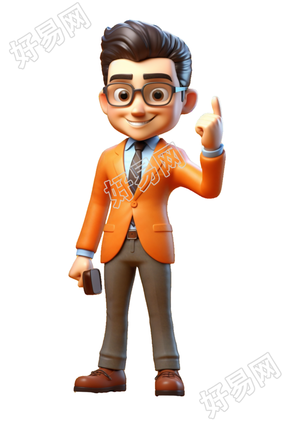 夸张可爱的3D商务男士插画