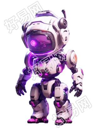 紫光头带紫色头盔机器人插画设计素材