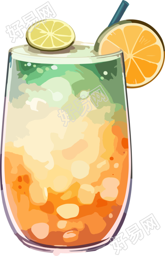 夏日清凉奶茶插画设计素材