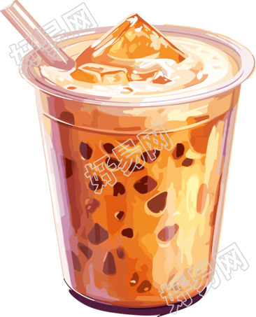 大杯珍珠奶茶饮料插画创意设计