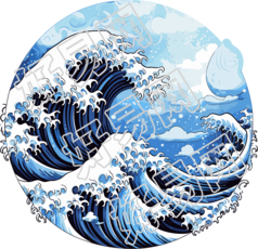 高清创意海浪插画自然风光素材
