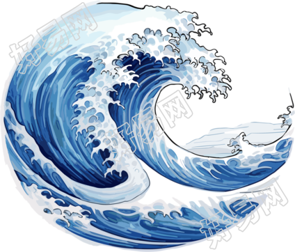 蓝色海浪动态插画设计