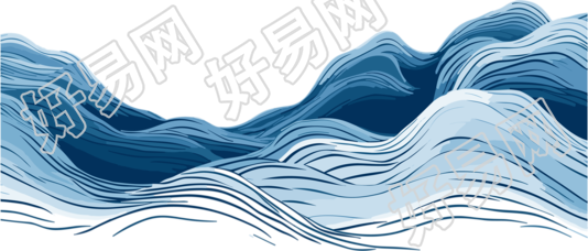 海景唯美海浪插画设计