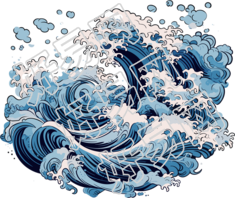 海浪插画白底动态图创意设计元素