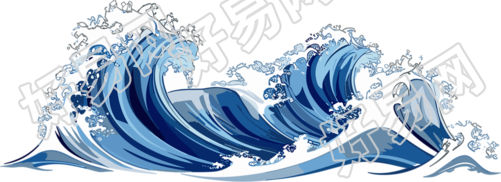 蓝色海浪波纹效果素材
